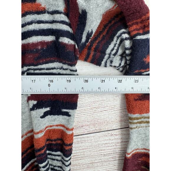 Lucky Brand Aztec Drape Cardigan Sweater Womens Small Gray Maroon Rust - Picture 11 of 14